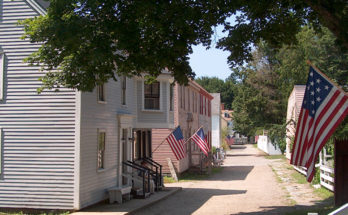 An avenue of restored houses in the village of Strawbery Banke.