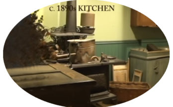 1890s kitchen in the basement of the museum in Watertown, New York.