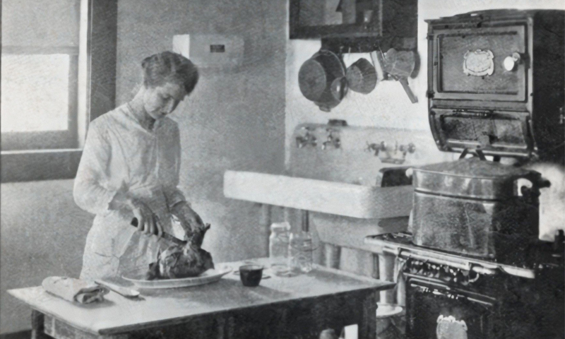 woman preparing poultry.