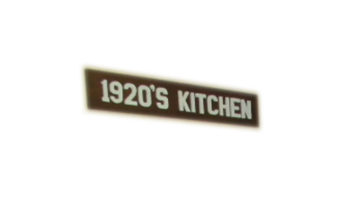 Block letter sign for 1920s Kitchen at McFarland Historical Society