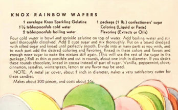 Knox Rainbow Wafer candies recipe.