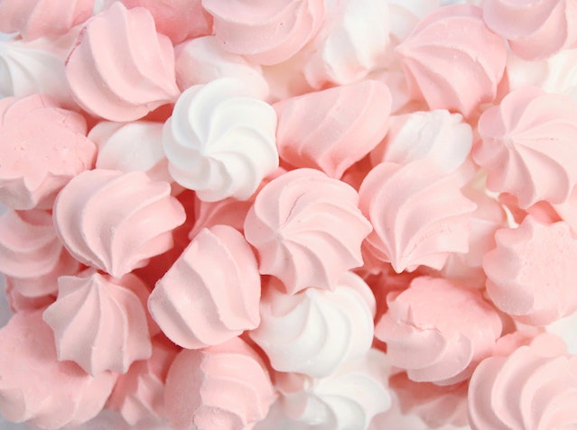 pink and white meringue swirls.