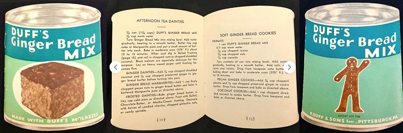 Duff’s Ginger Bread Mix die-cut recipe booklet, the first packaged cake mix.